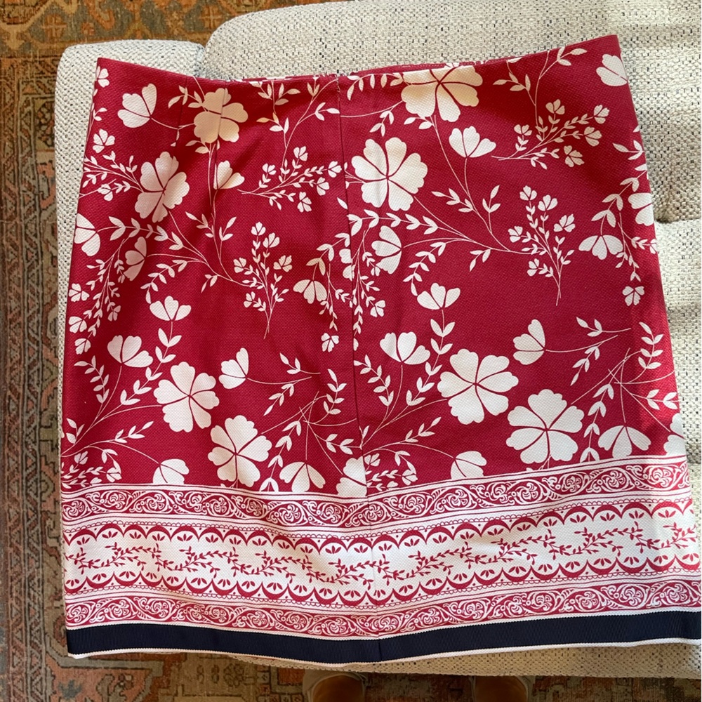 Floral Red and White Skirt